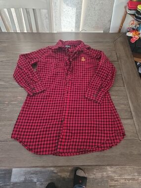Vintage 90s Lauren Ralph Lauren Ruffle Buffalo Plaid Shirt Gold Crest Emblem